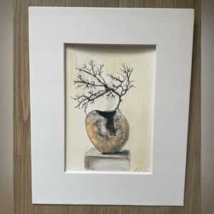 Plant in vase painting | watercolor and ink